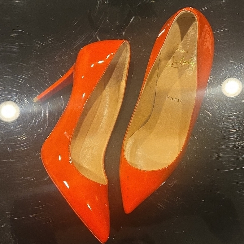 Christian Louboutin Vibrant Red Patent Heels - Picture 2 of 2